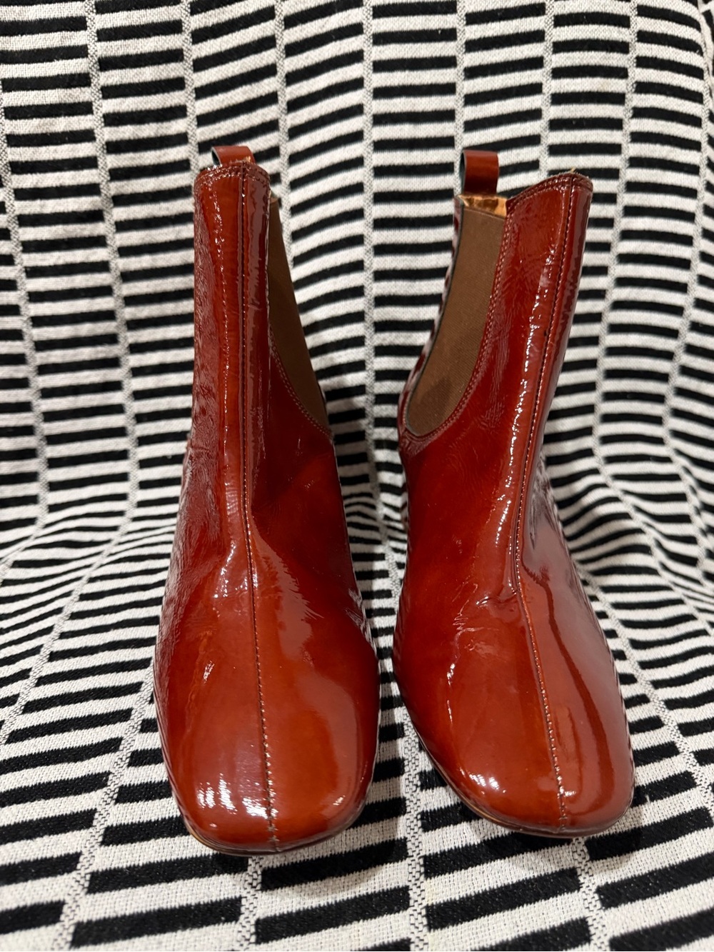 Topshop Glossy Rust-Red Patent Ankle Booties